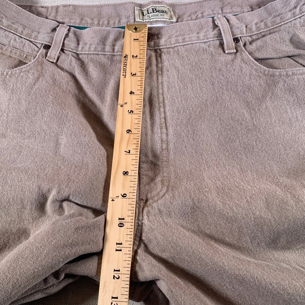 LL Bean Classic Fit Canvas Pants Lined Khaki Beige Men's Size 42x29 See Pics - Picture 5 of 12